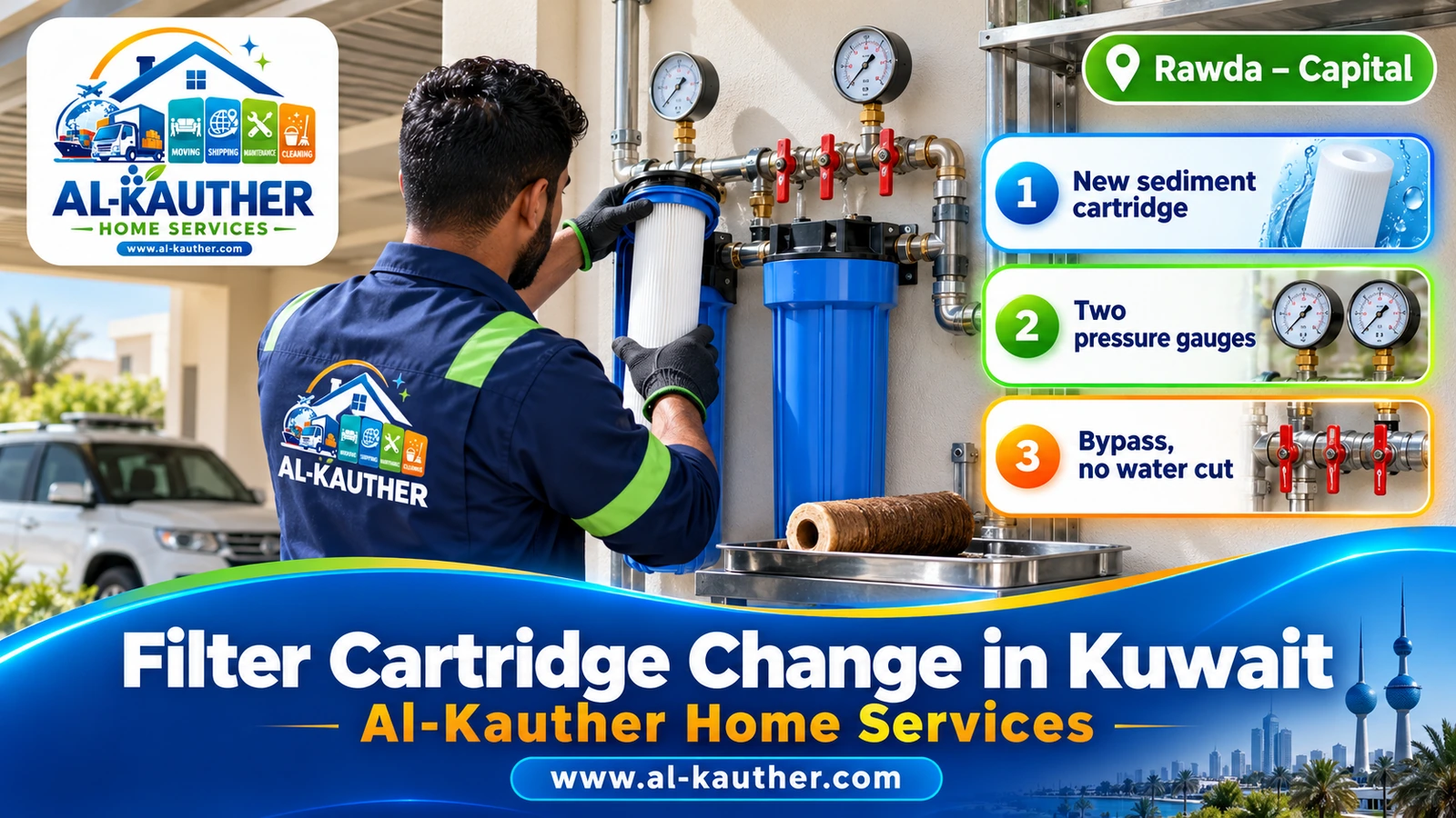 Changing central filter cartridges in Kuwait