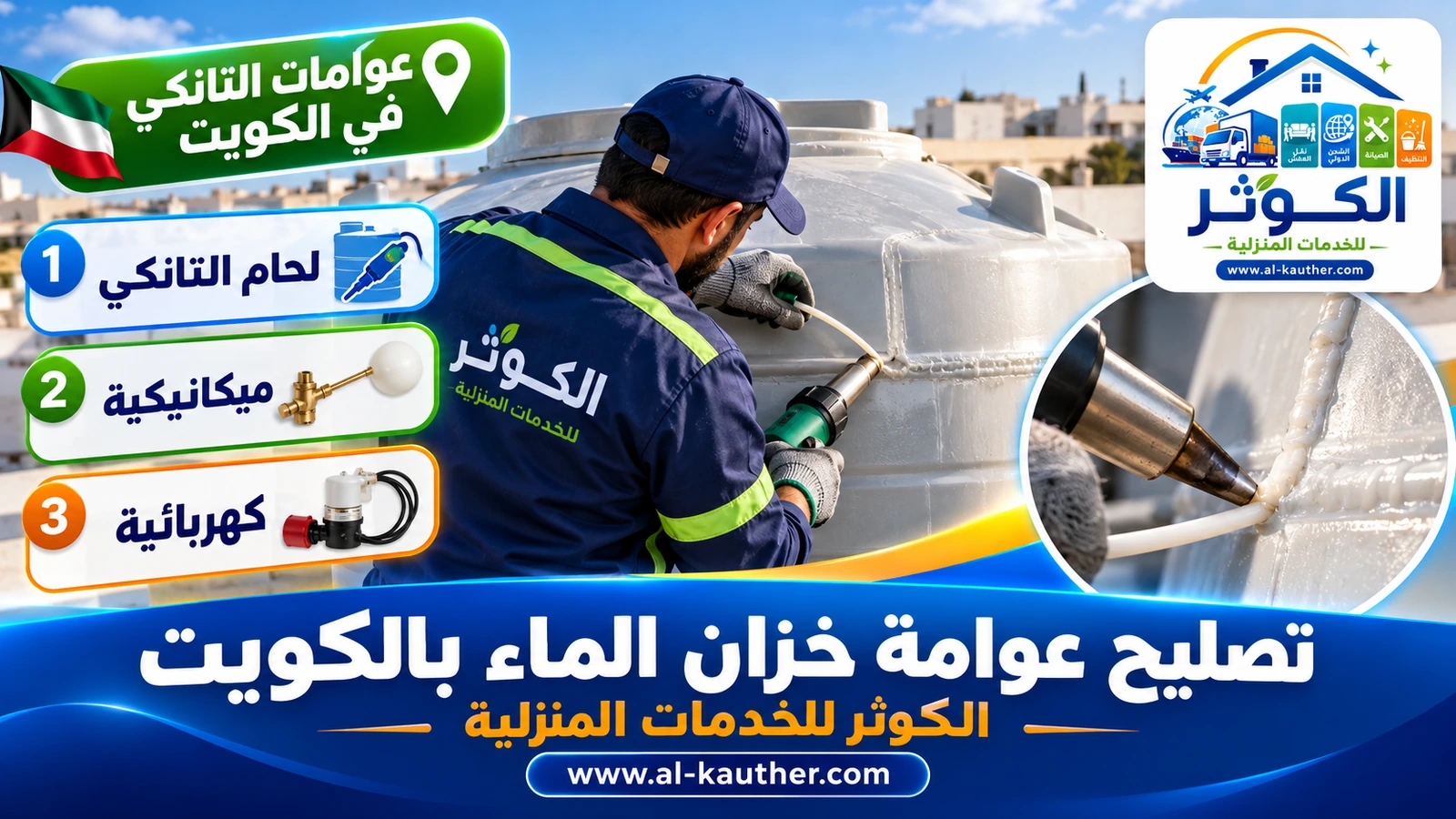 تصليح عوامة خزان الماء بالكويت