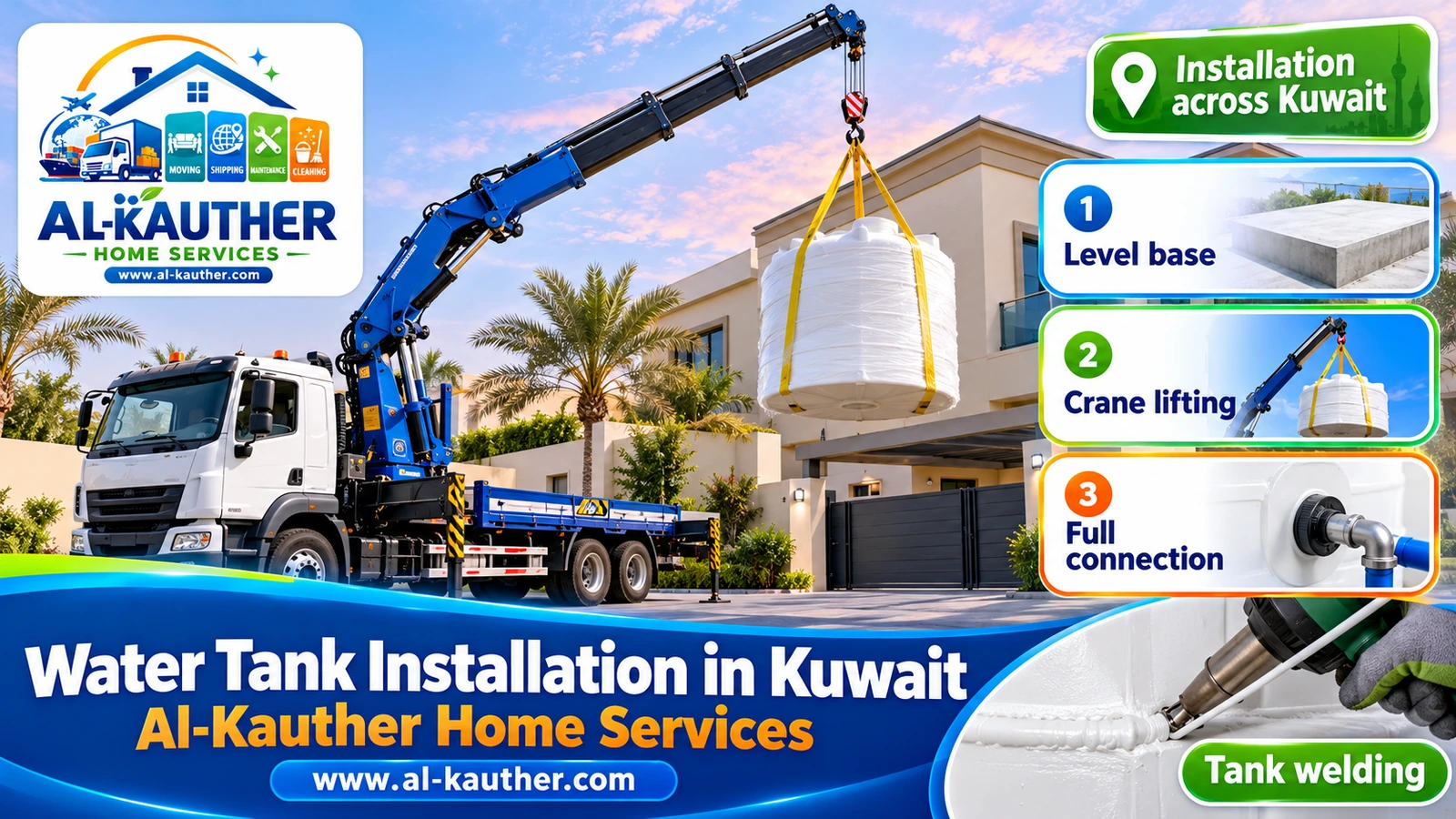 Water tank removal and installation in Kuwait