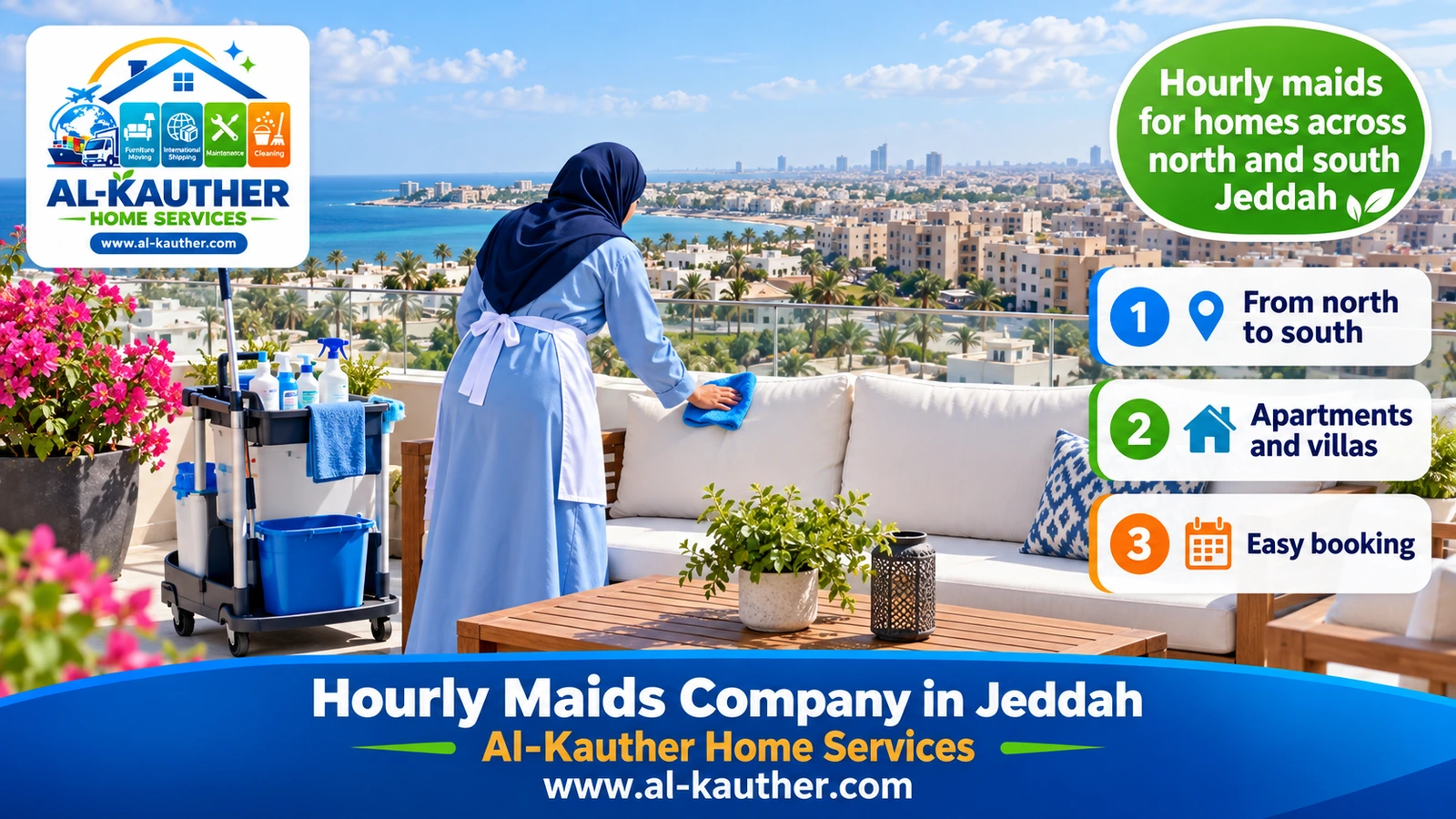 Hourly maids for homes across north and south Jeddah