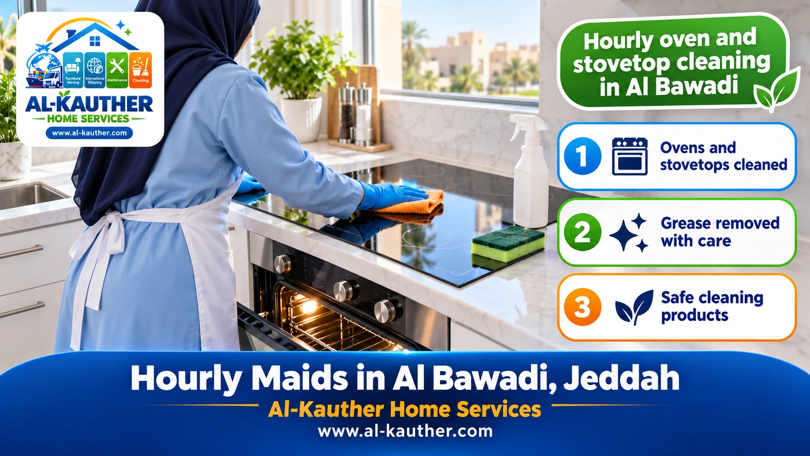 Hourly oven and stovetop cleaning in Al Bawadi