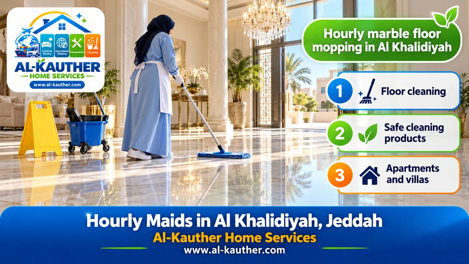 Hourly marble floor mopping in Al Khalidiyah