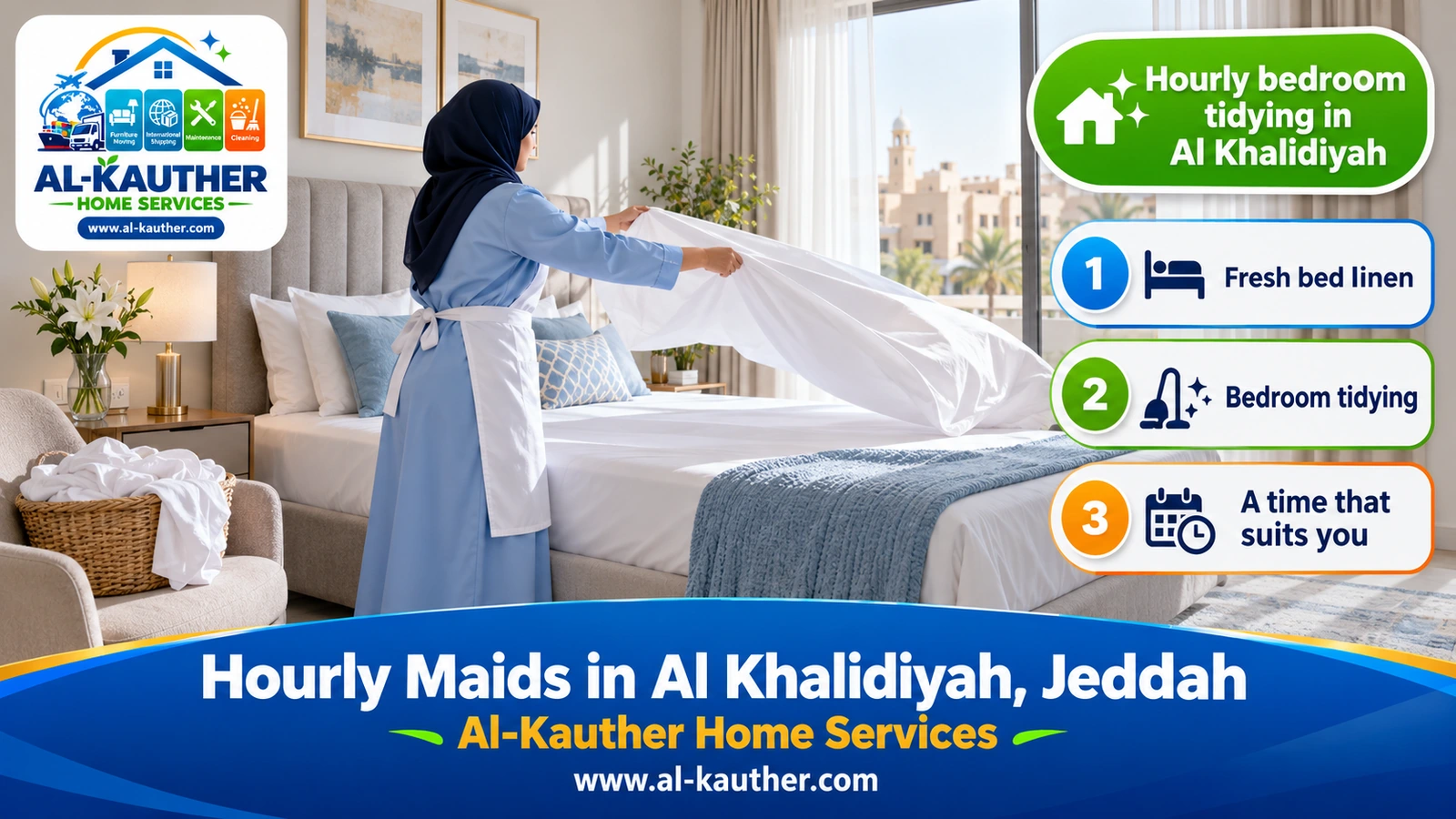 Hourly bedroom tidying in Al Khalidiyah