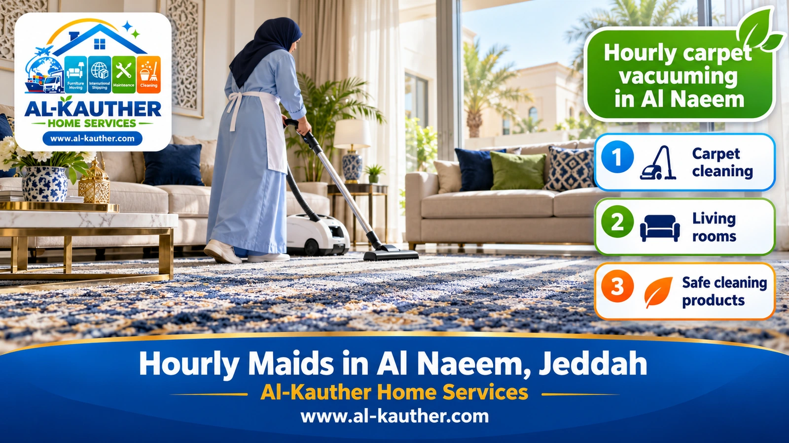 Hourly carpet vacuuming in Al Naeem