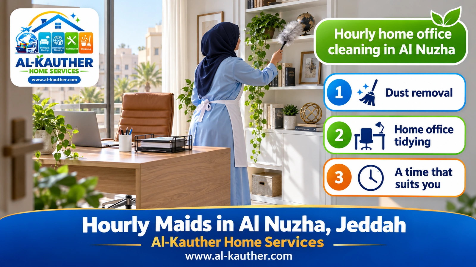 Hourly home office cleaning in Al Nuzha