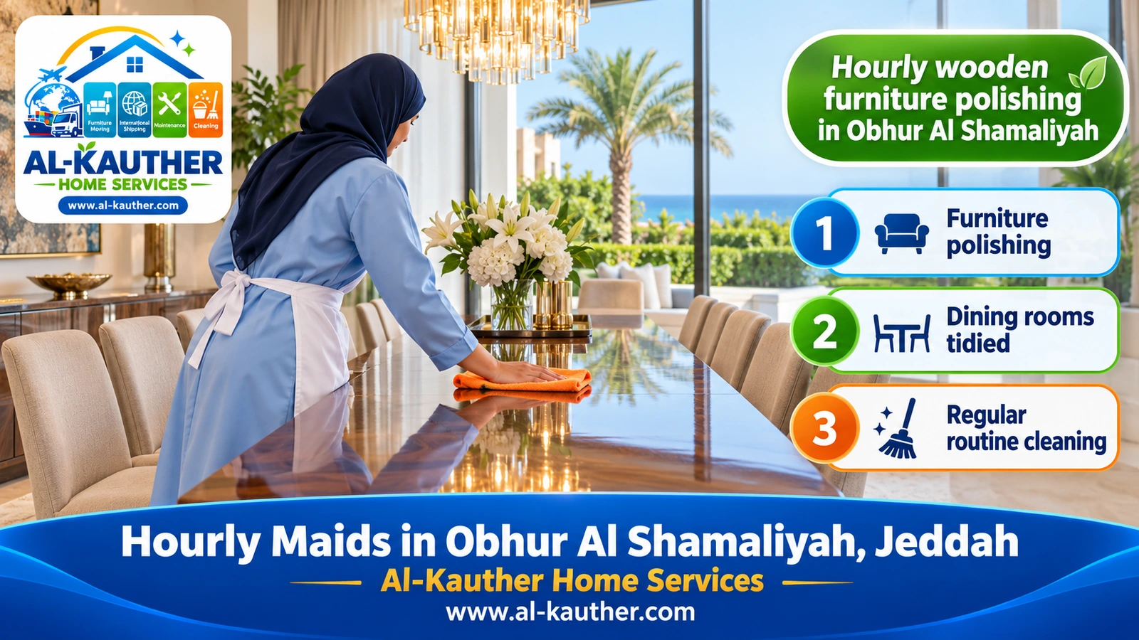 Hourly wooden furniture polishing in Obhur Al Shamaliyah