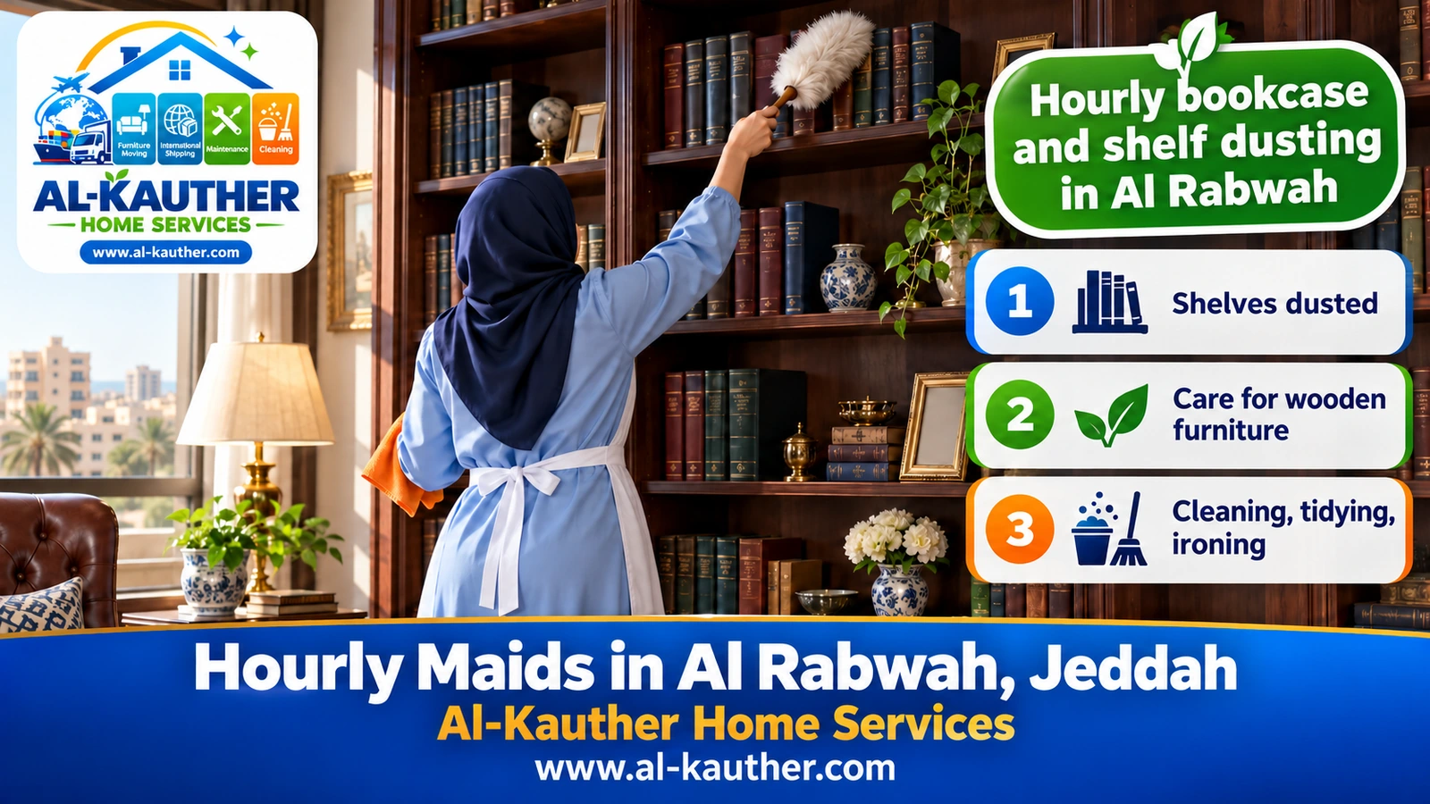 Hourly bookcase and shelf dusting in Al Rabwah