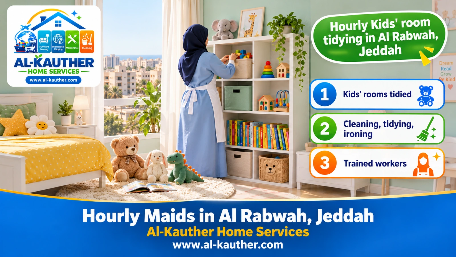 Hourly kids' room tidying in Al Rabwah, Jeddah