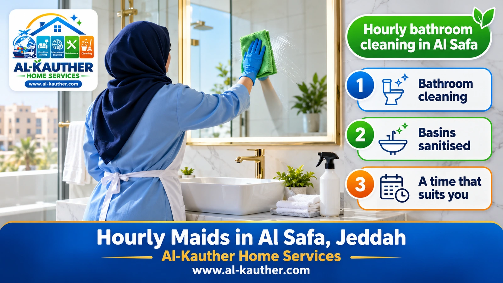 Hourly bathroom cleaning in Al Safa