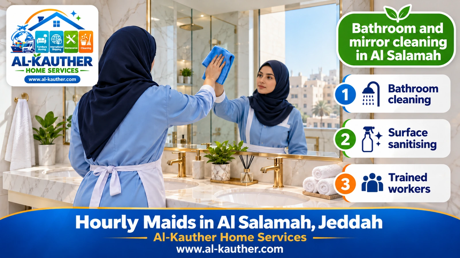 Bathroom and mirror cleaning in Al Salamah