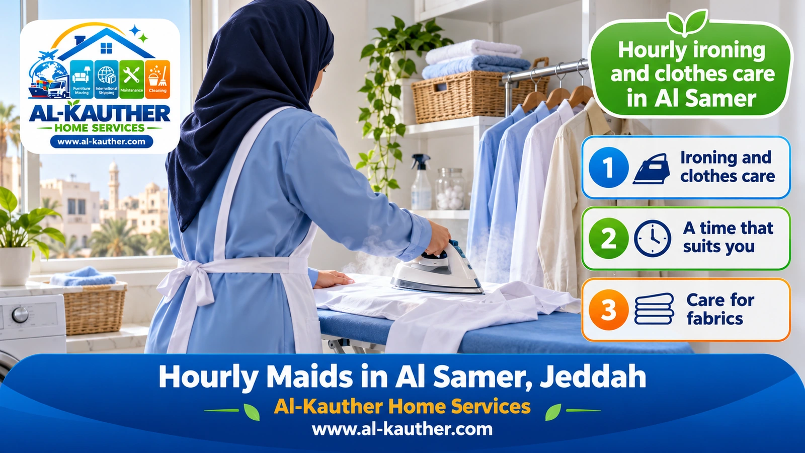 Hourly ironing and clothes care in Al Samer