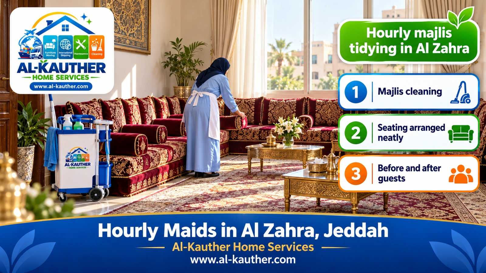 Hourly majlis tidying in Al Zahra