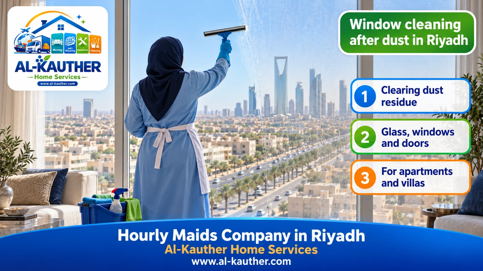 Window cleaning after dust in Riyadh