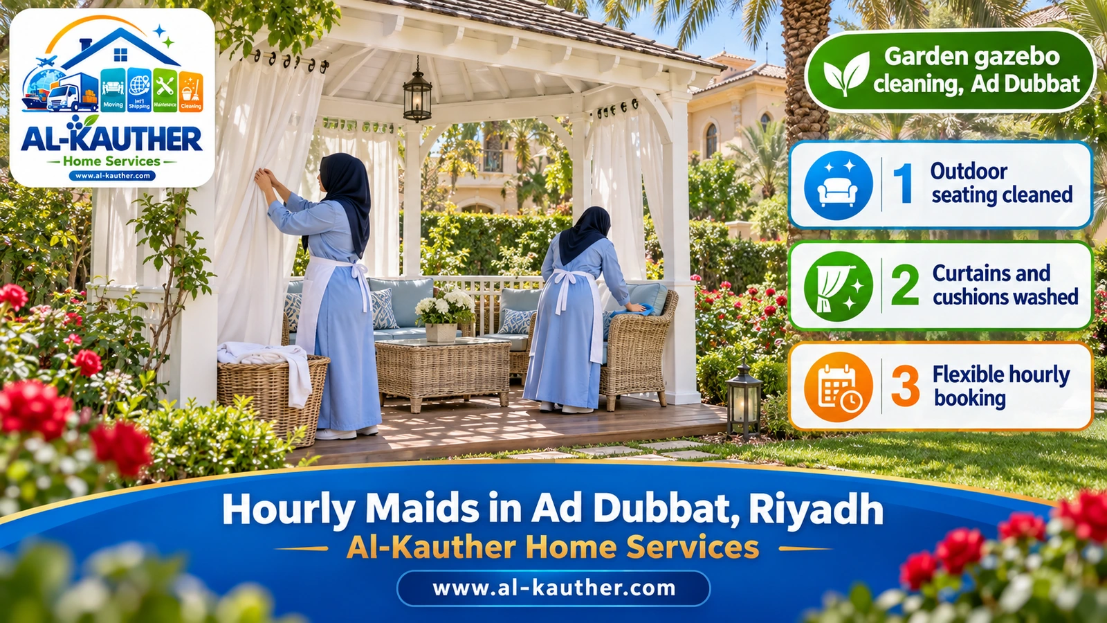 Garden gazebo cleaning, Ad Dubbat