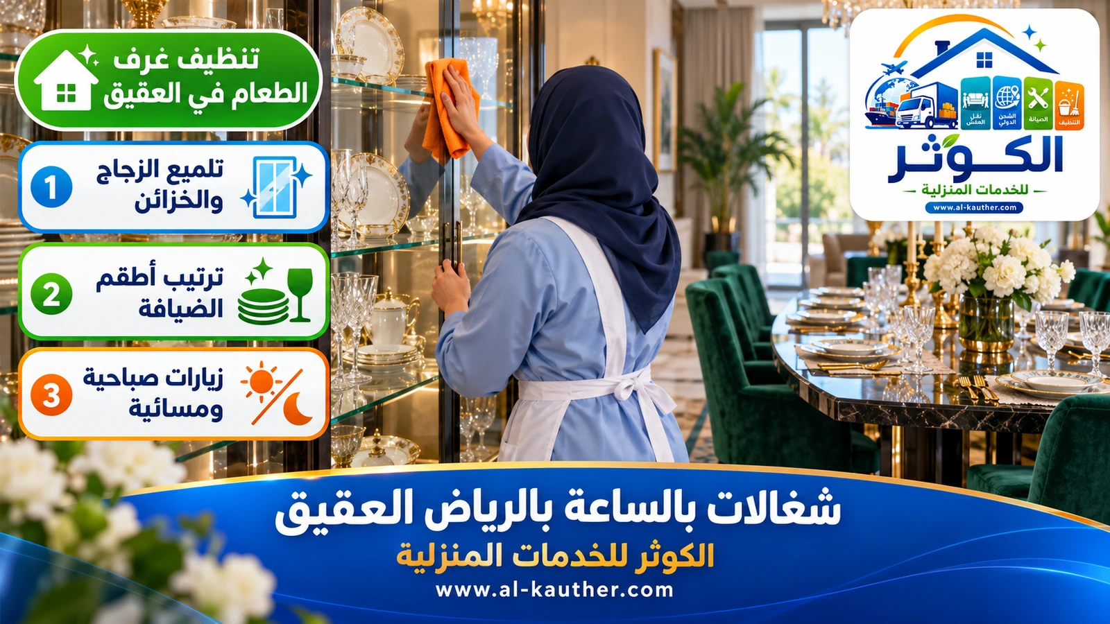 تنظيف غرف الطعام في العقيق