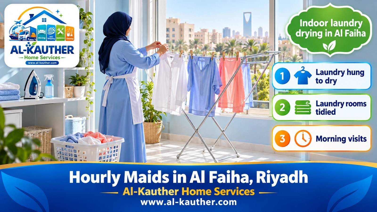 Indoor laundry drying in Al Faiha