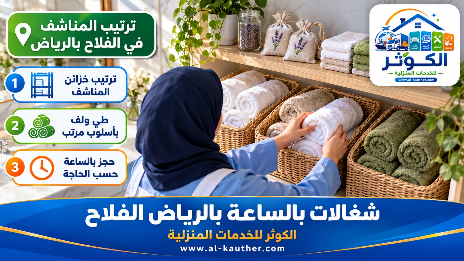 ترتيب المناشف في الفلاح بالرياض