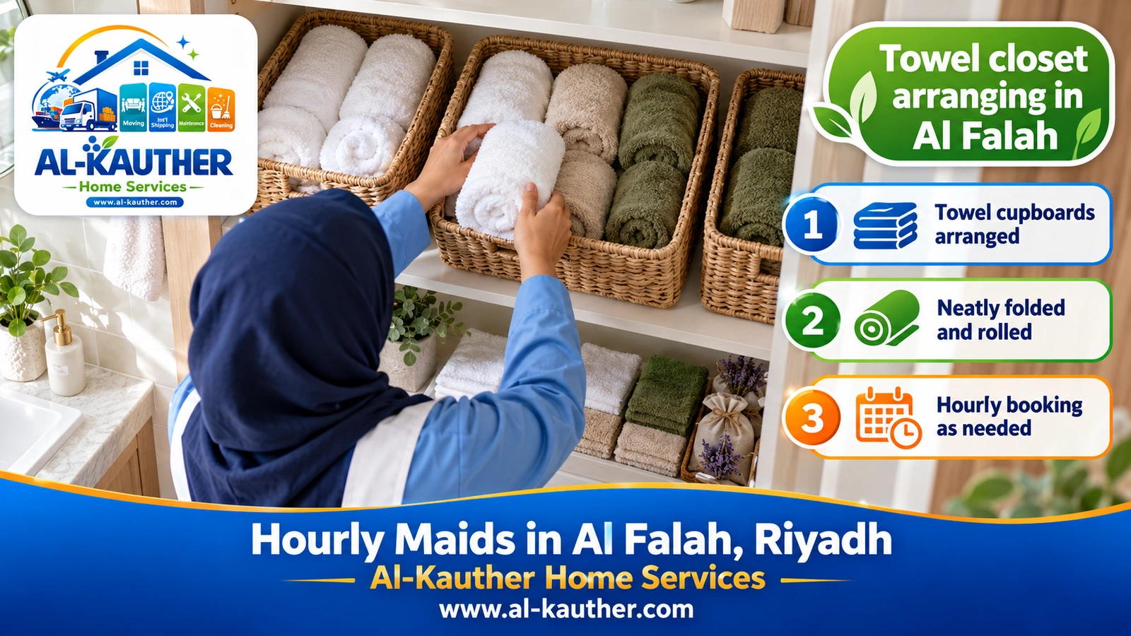 Towel closet arranging in Al Falah