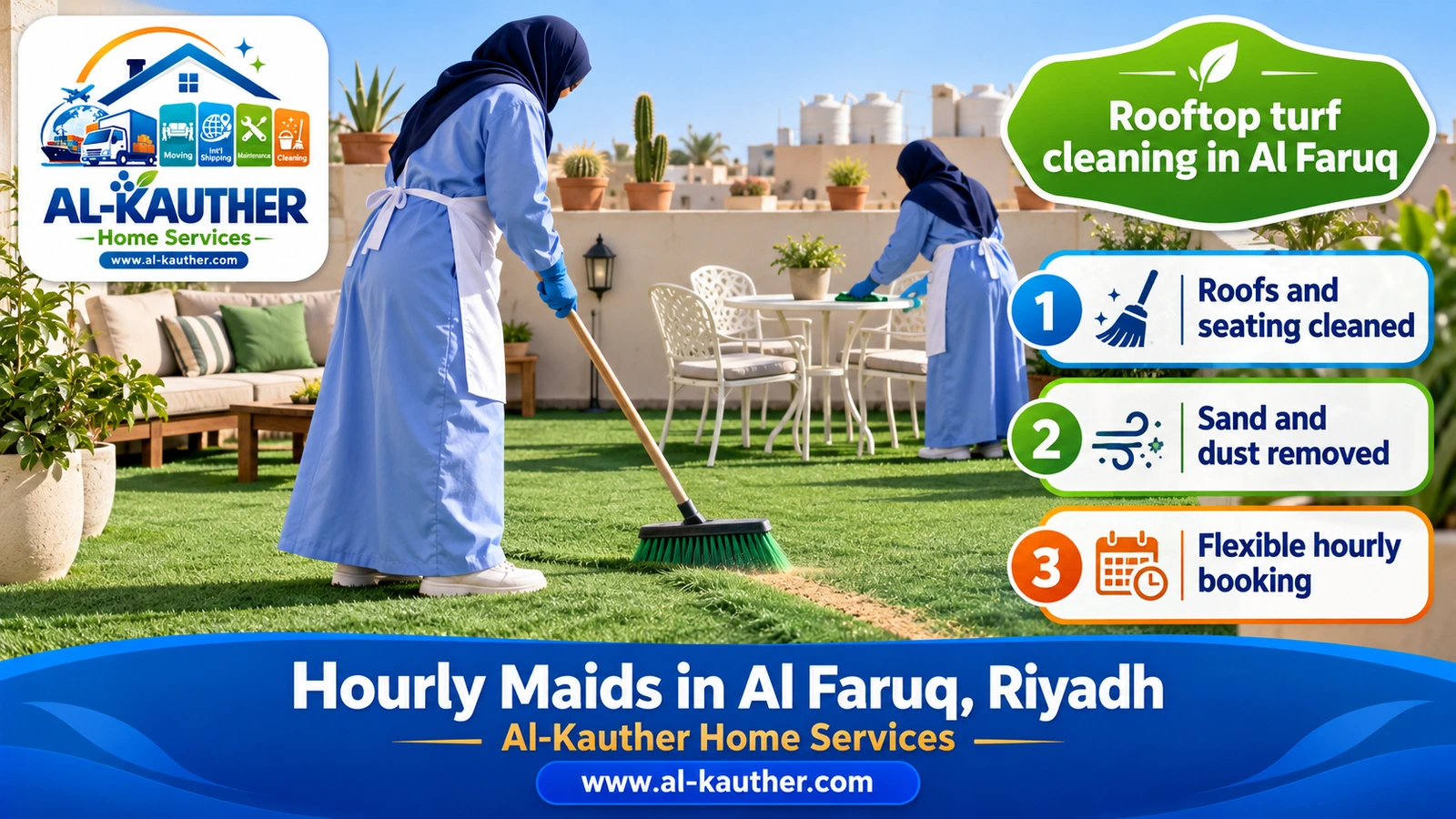 Rooftop turf cleaning in Al Faruq
