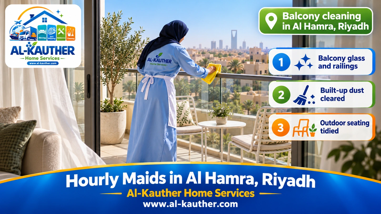 Balcony cleaning in Al Hamra, Riyadh