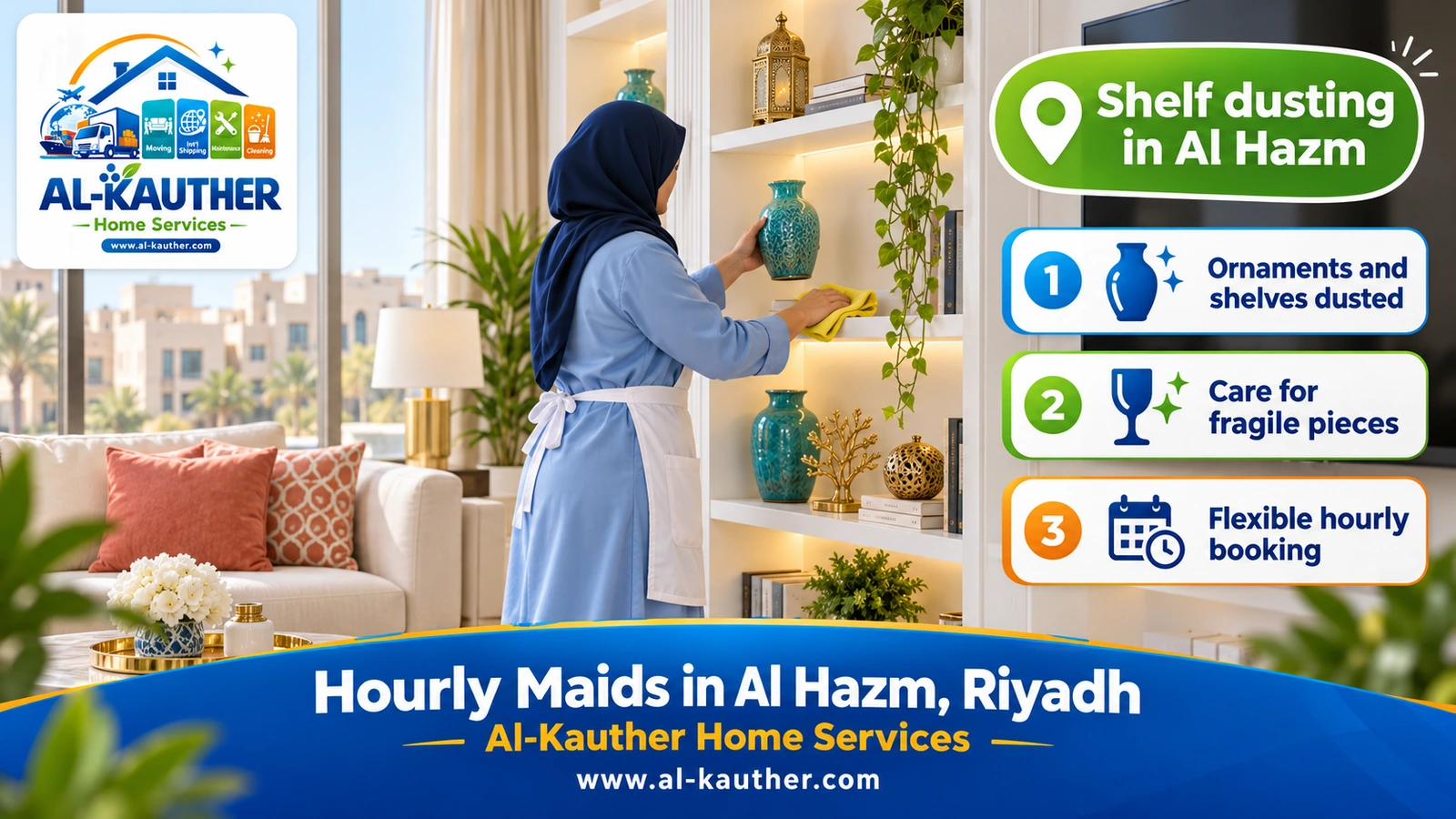 Shelf dusting in Al Hazm