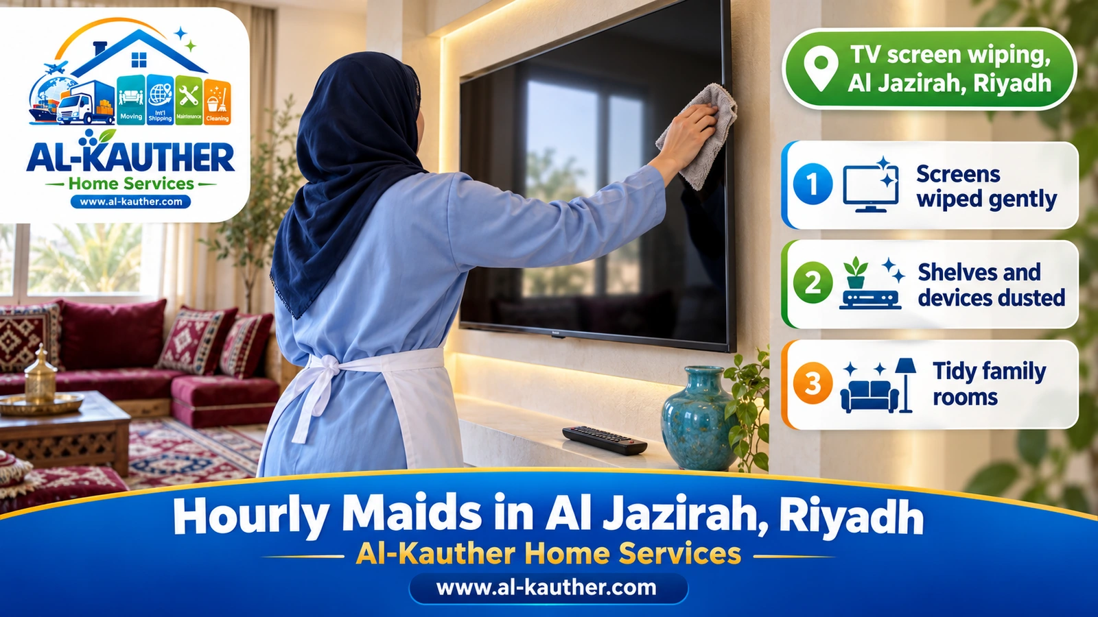 TV screen wiping, Al Jazirah, Riyadh