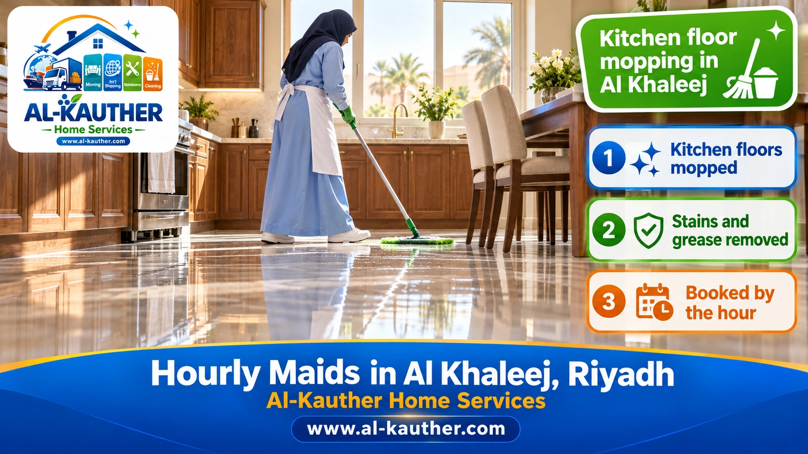 Kitchen floor mopping in Al Khaleej