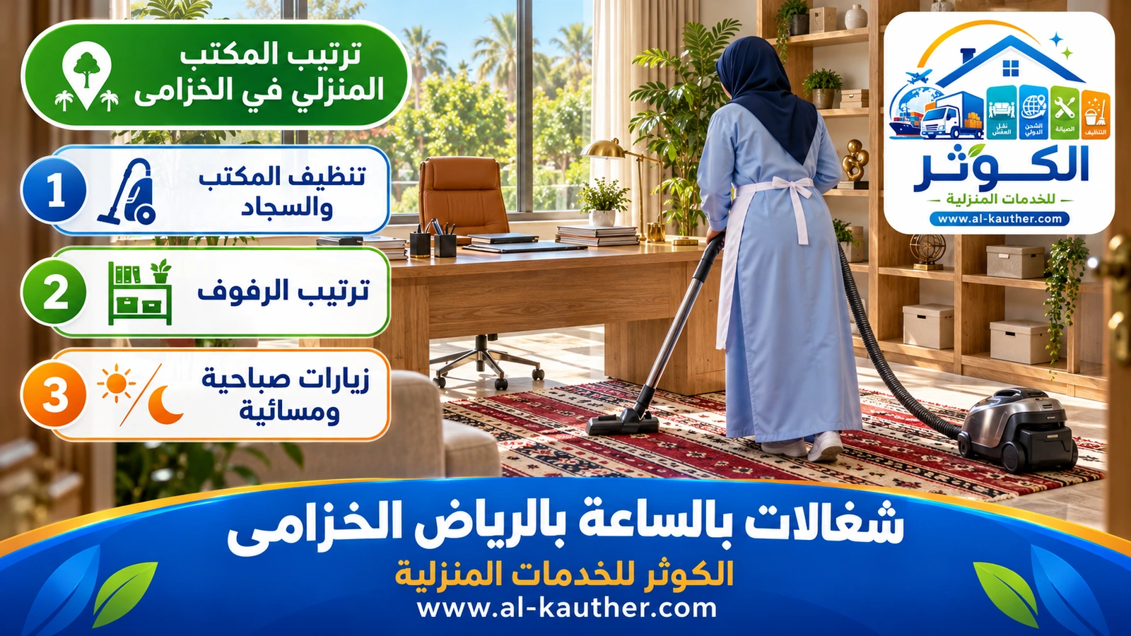 ترتيب المكتب المنزلي في الخزامى