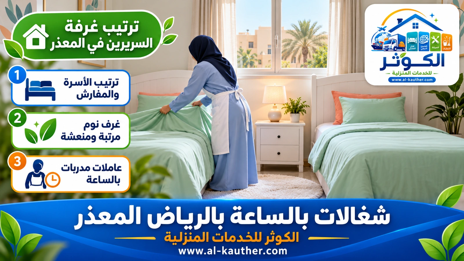 ترتيب غرفة السريرين في المعذر