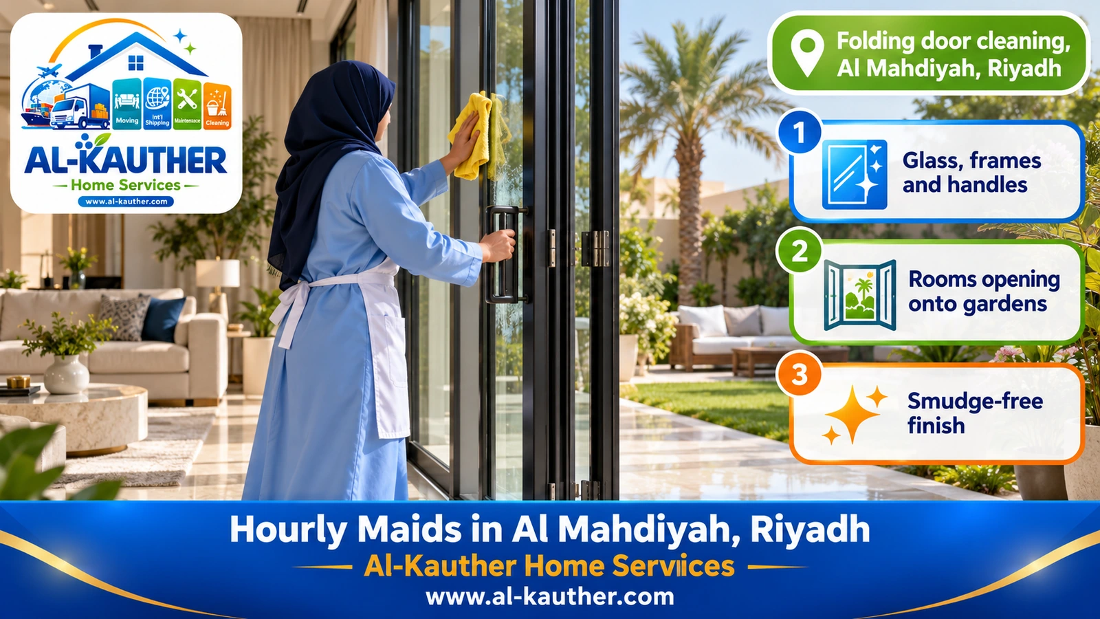Folding door cleaning, Al Mahdiyah, Riyadh