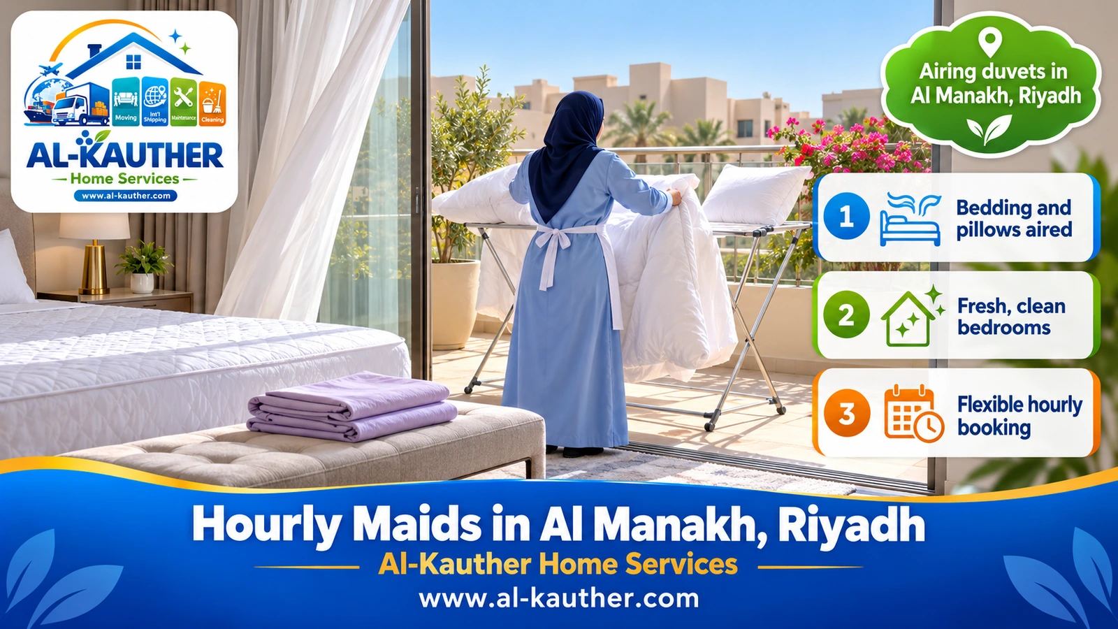 Airing duvets in Al Manakh, Riyadh