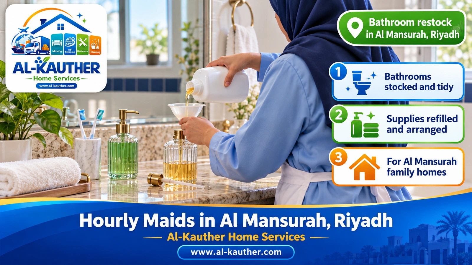 Bathroom restock in Al Mansurah, Riyadh