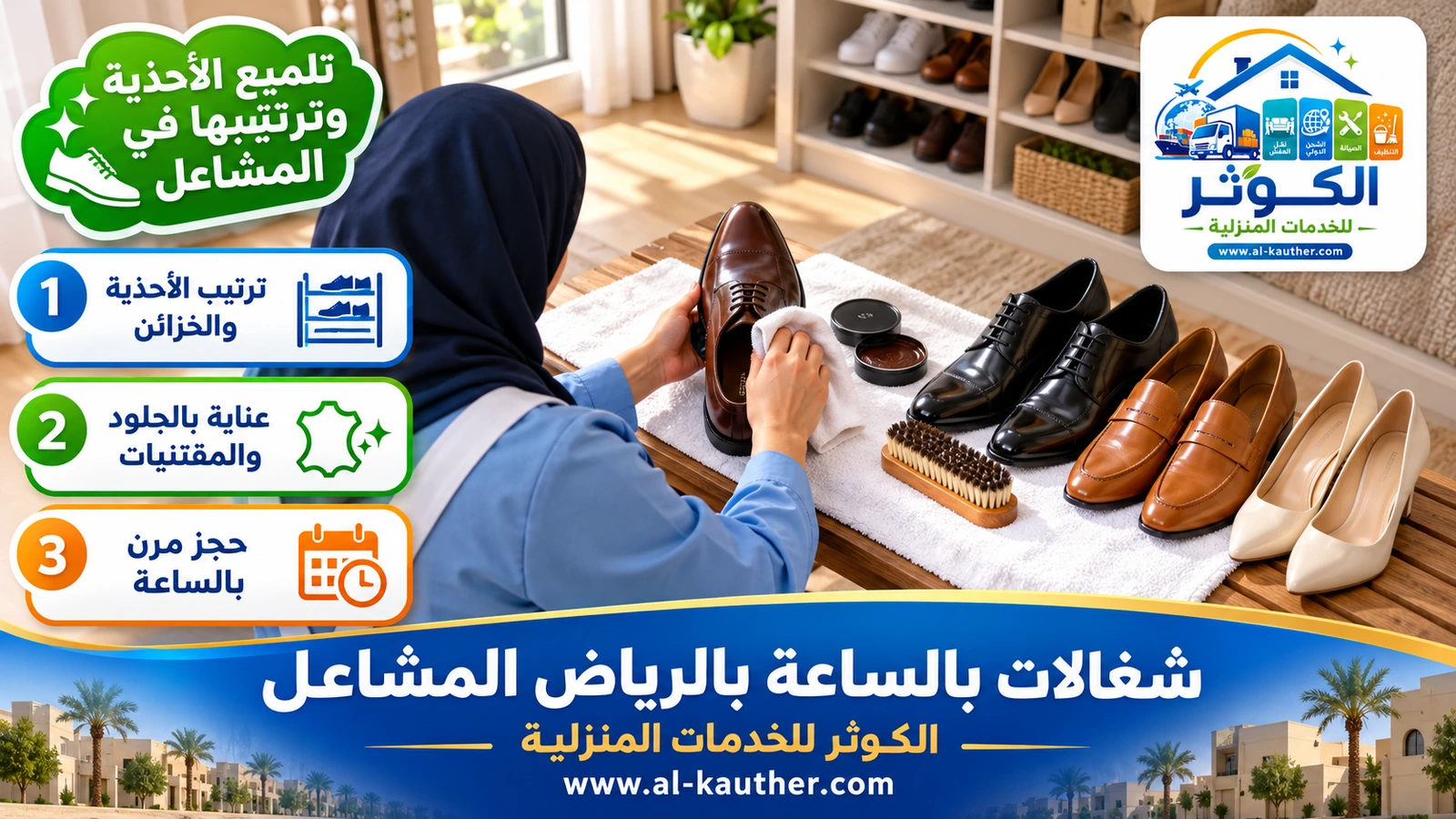 تلميع الأحذية وترتيبها في المشاعل