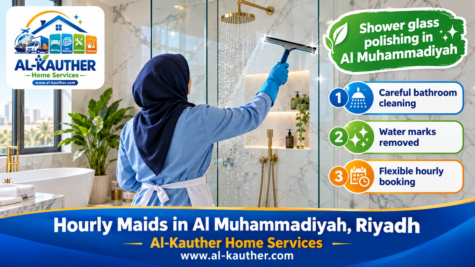 Shower glass polishing in Al Muhammadiyah