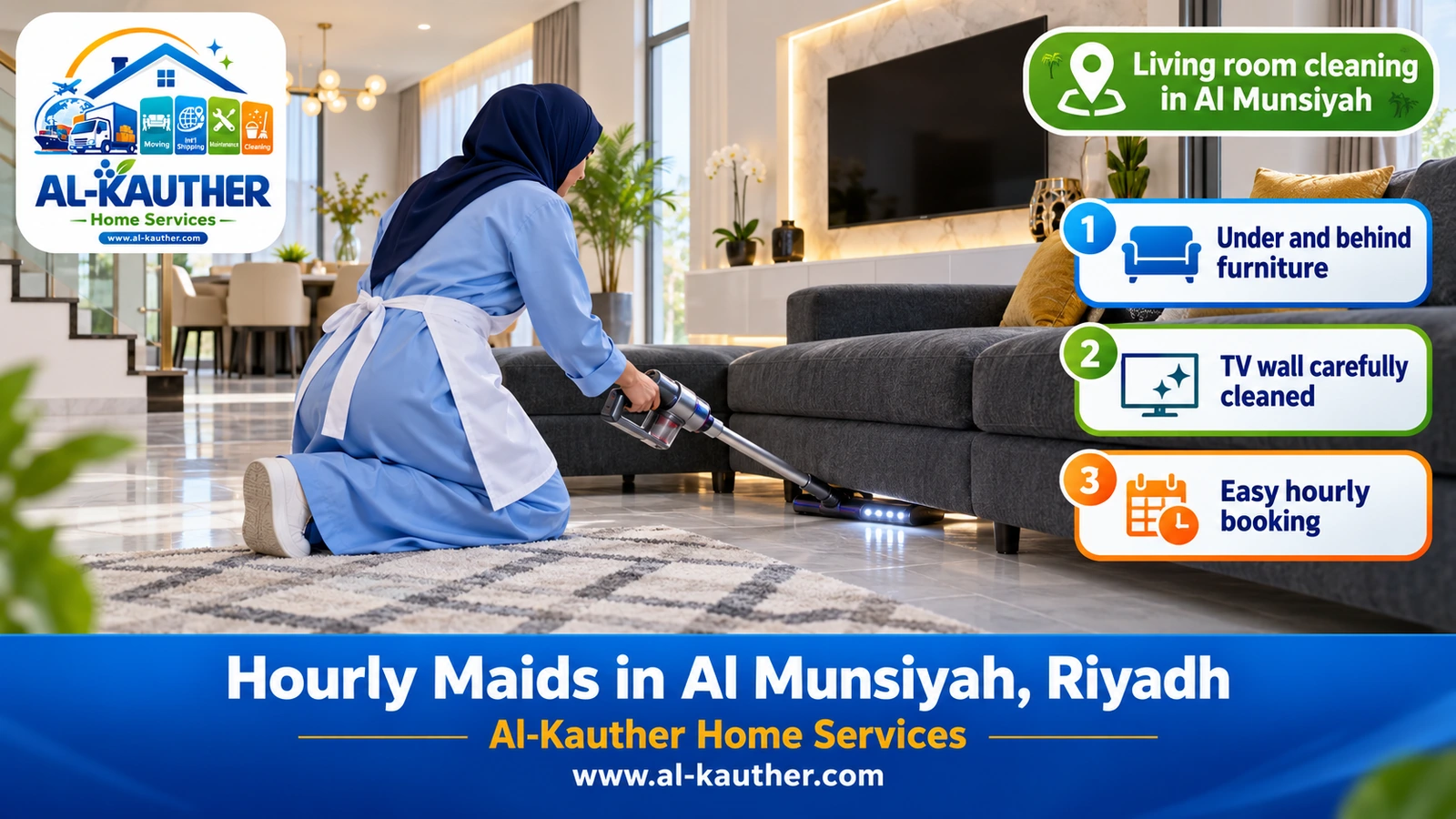 Living room cleaning in Al Munsiyah