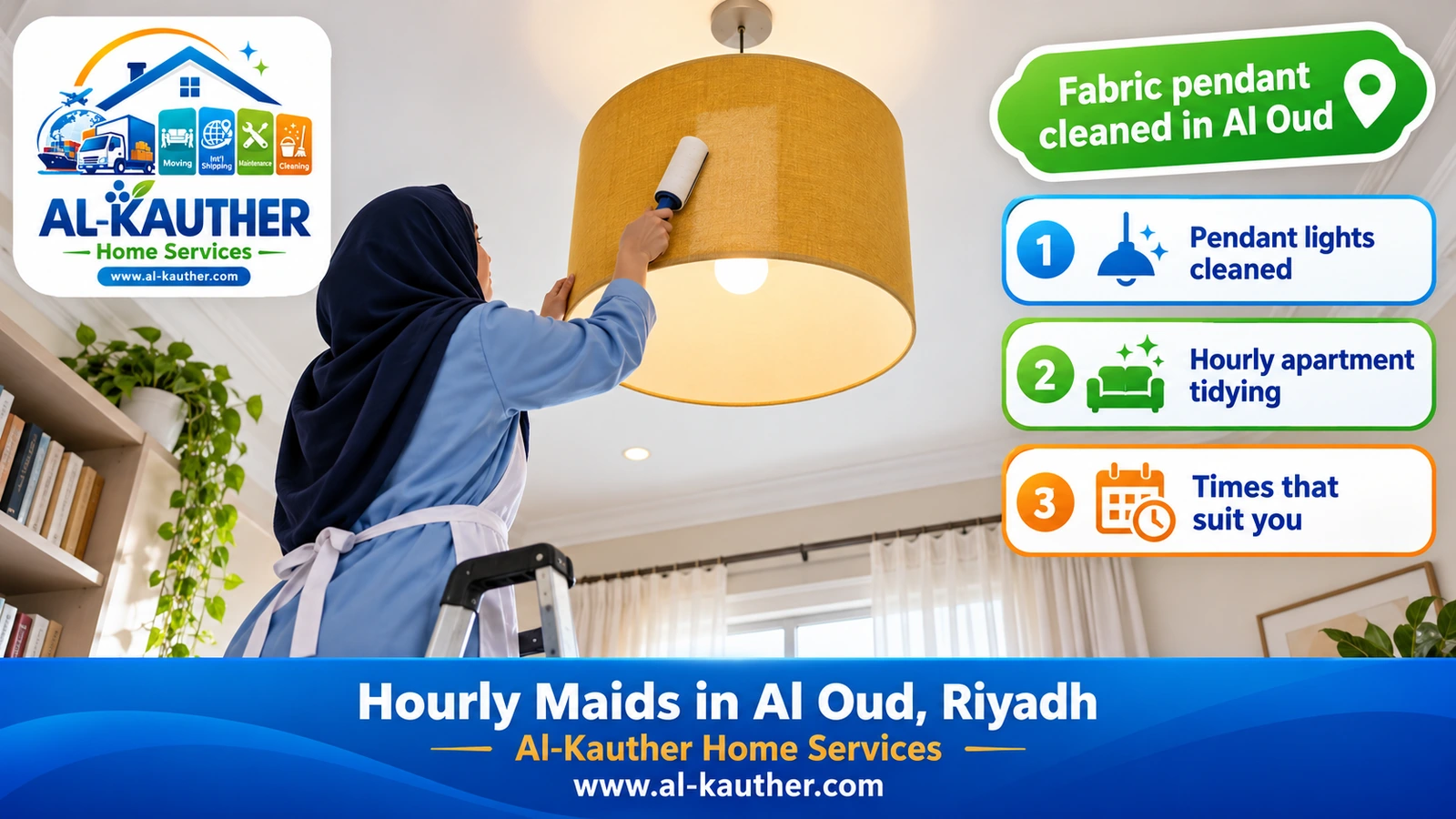 Fabric pendant cleaned in Al Oud