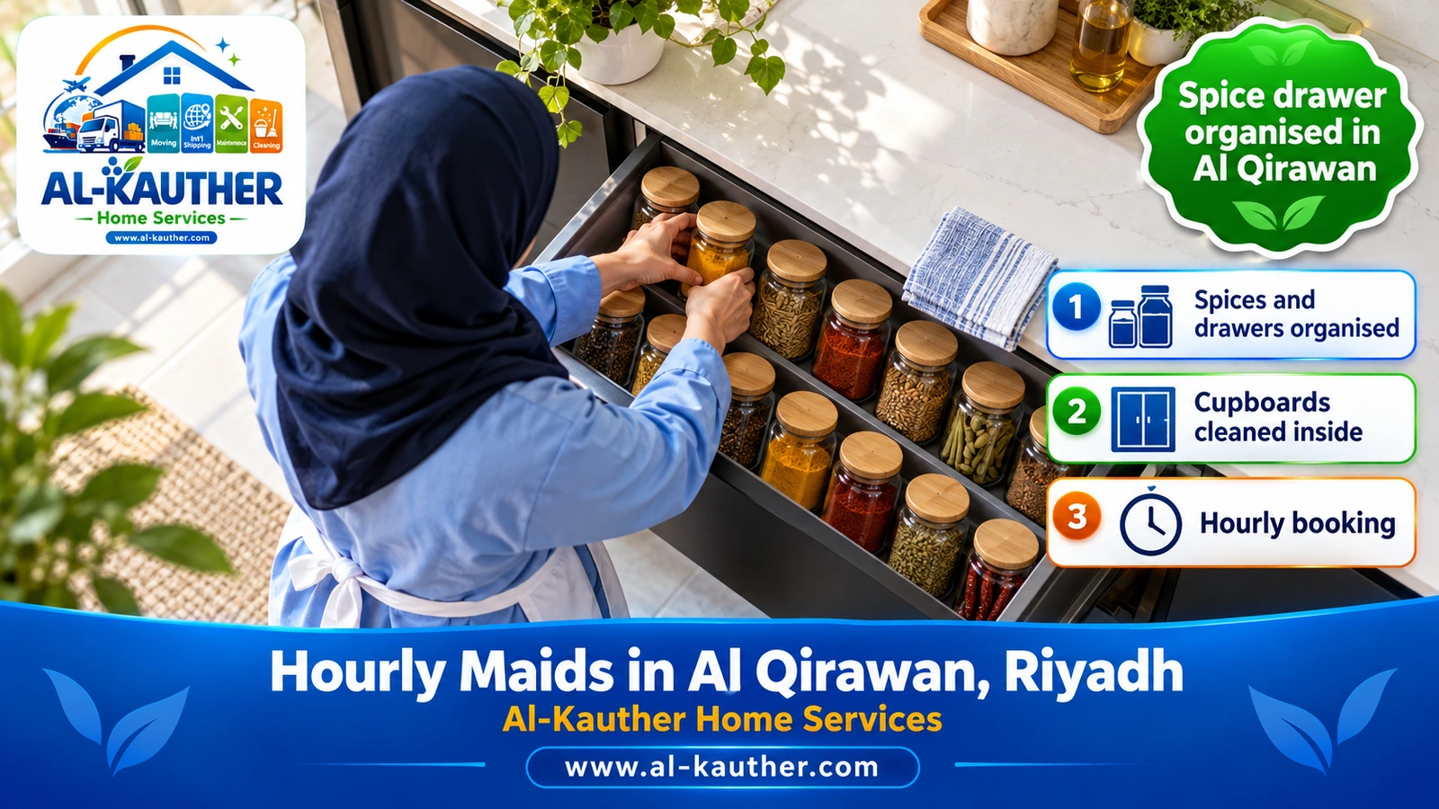 Spice drawer organised in Al Qirawan