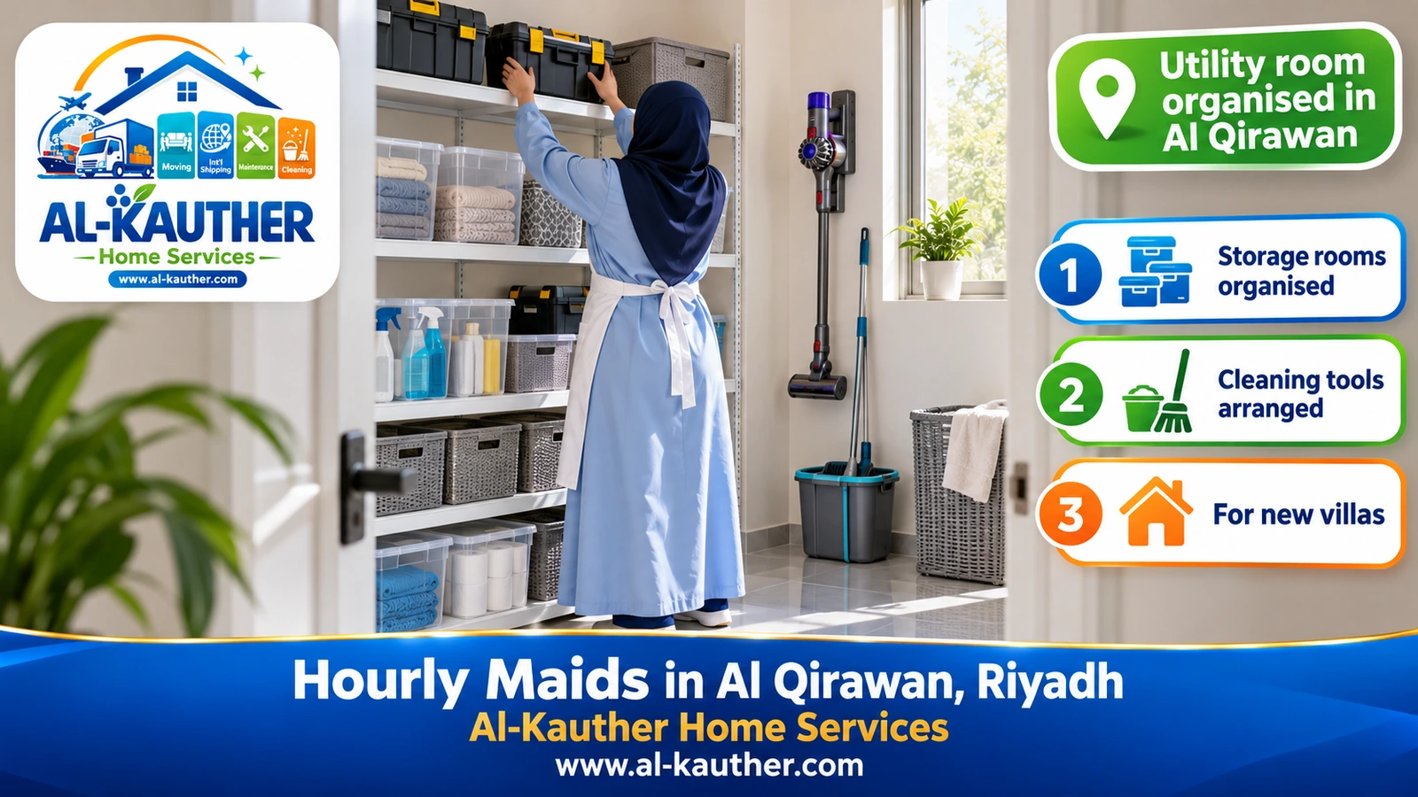 Utility room organised in Al Qirawan