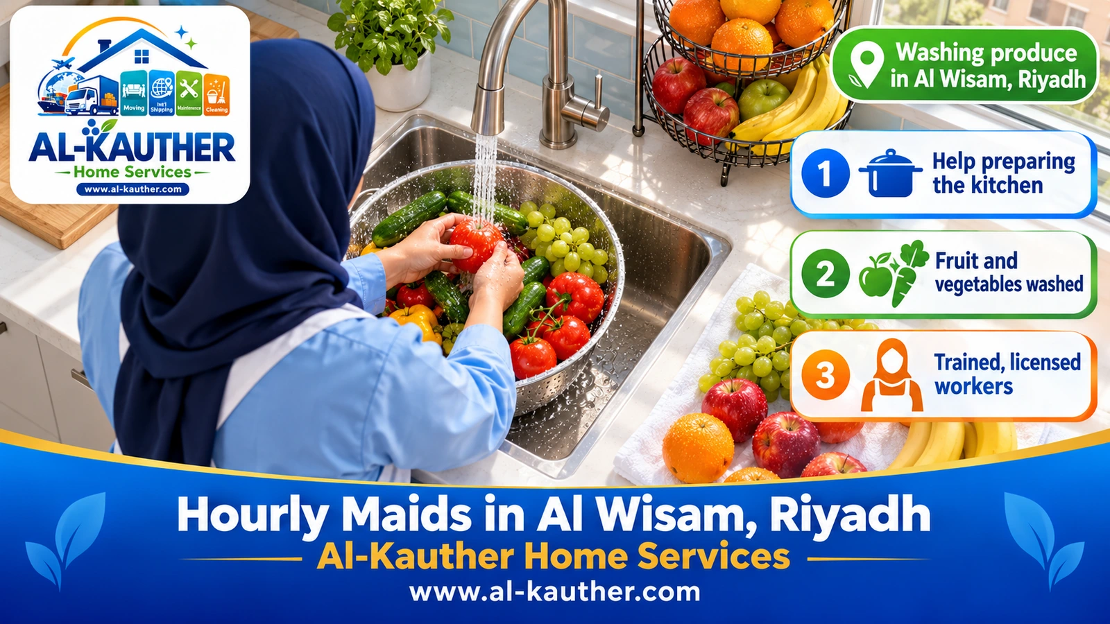 Washing produce in Al Wisam, Riyadh