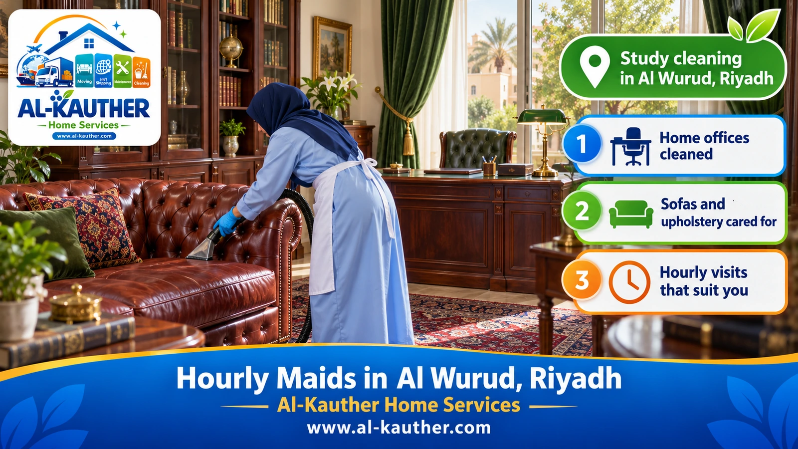 Study cleaning in Al Wurud, Riyadh