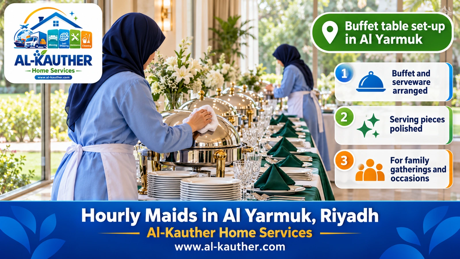 Buffet table set-up in Al Yarmuk