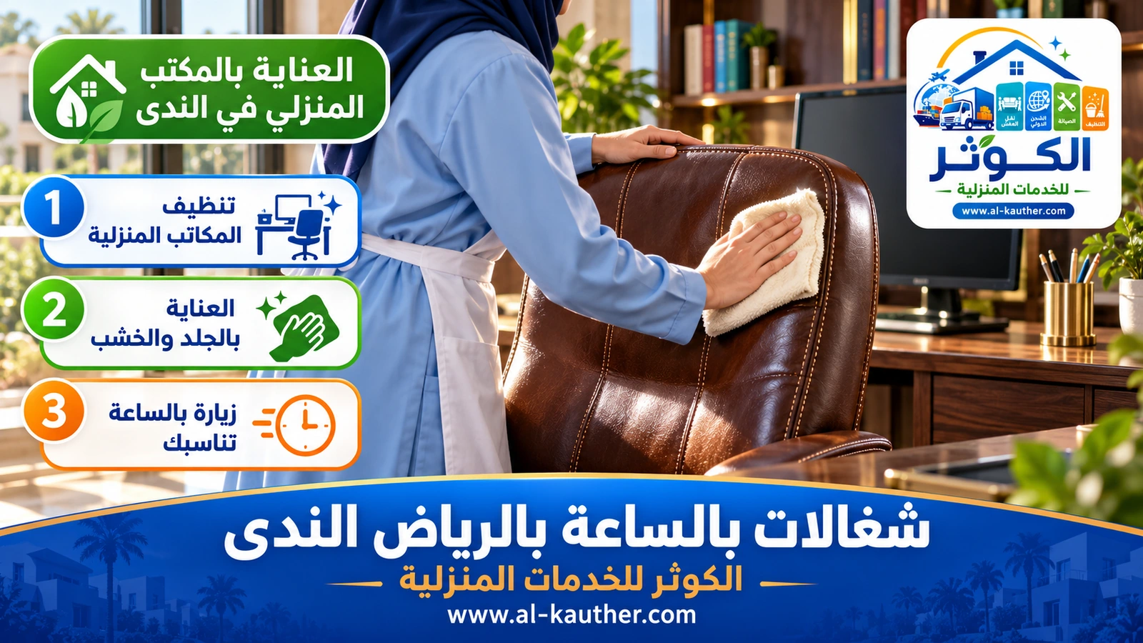 العناية بالمكتب المنزلي في الندى