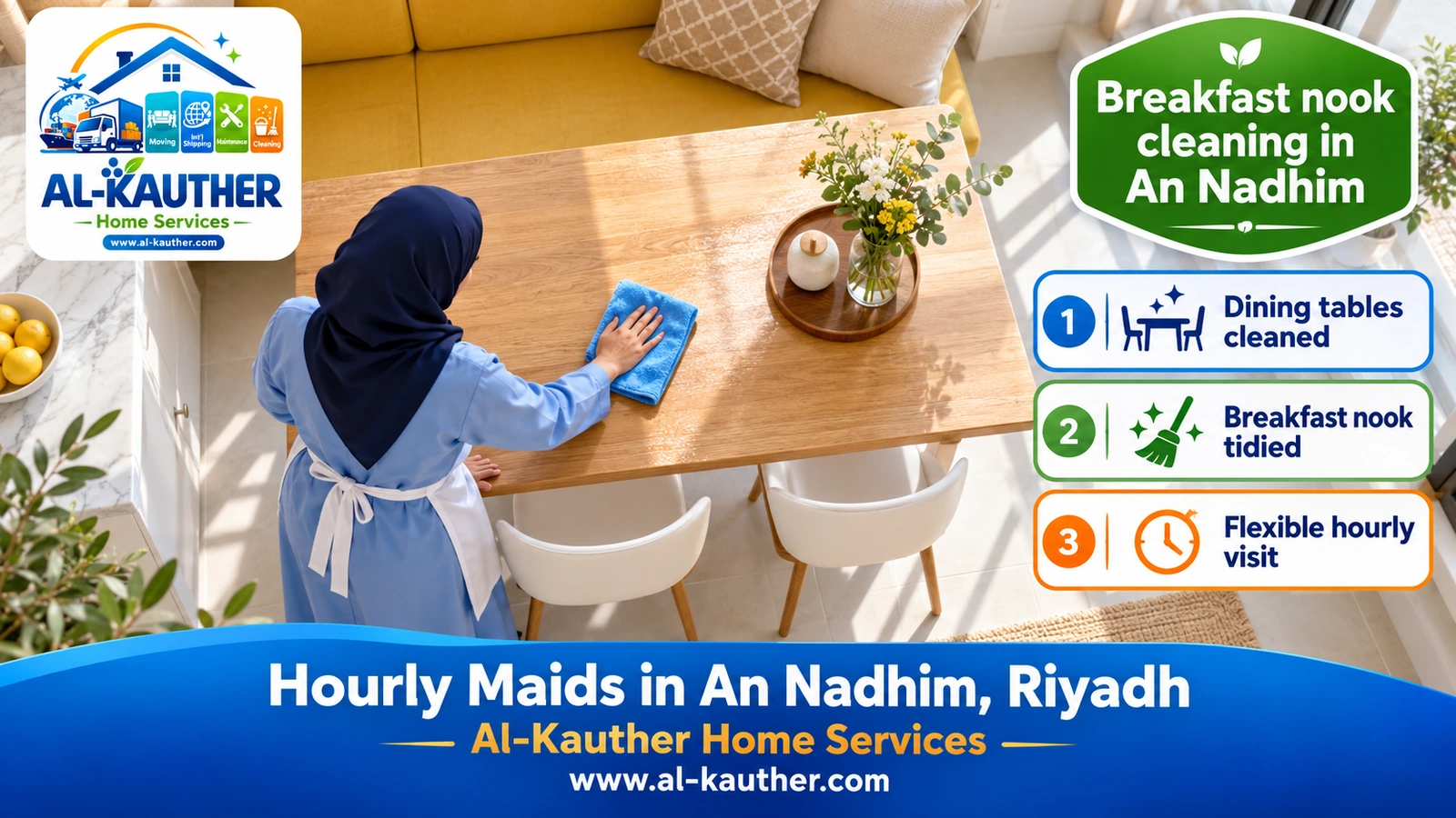 Breakfast nook cleaning in An Nadhim