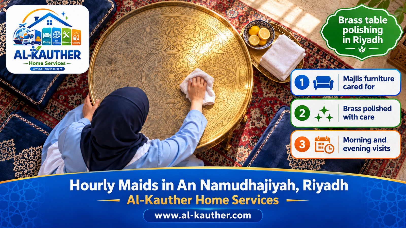 Brass table polishing, An Namudhajiyah