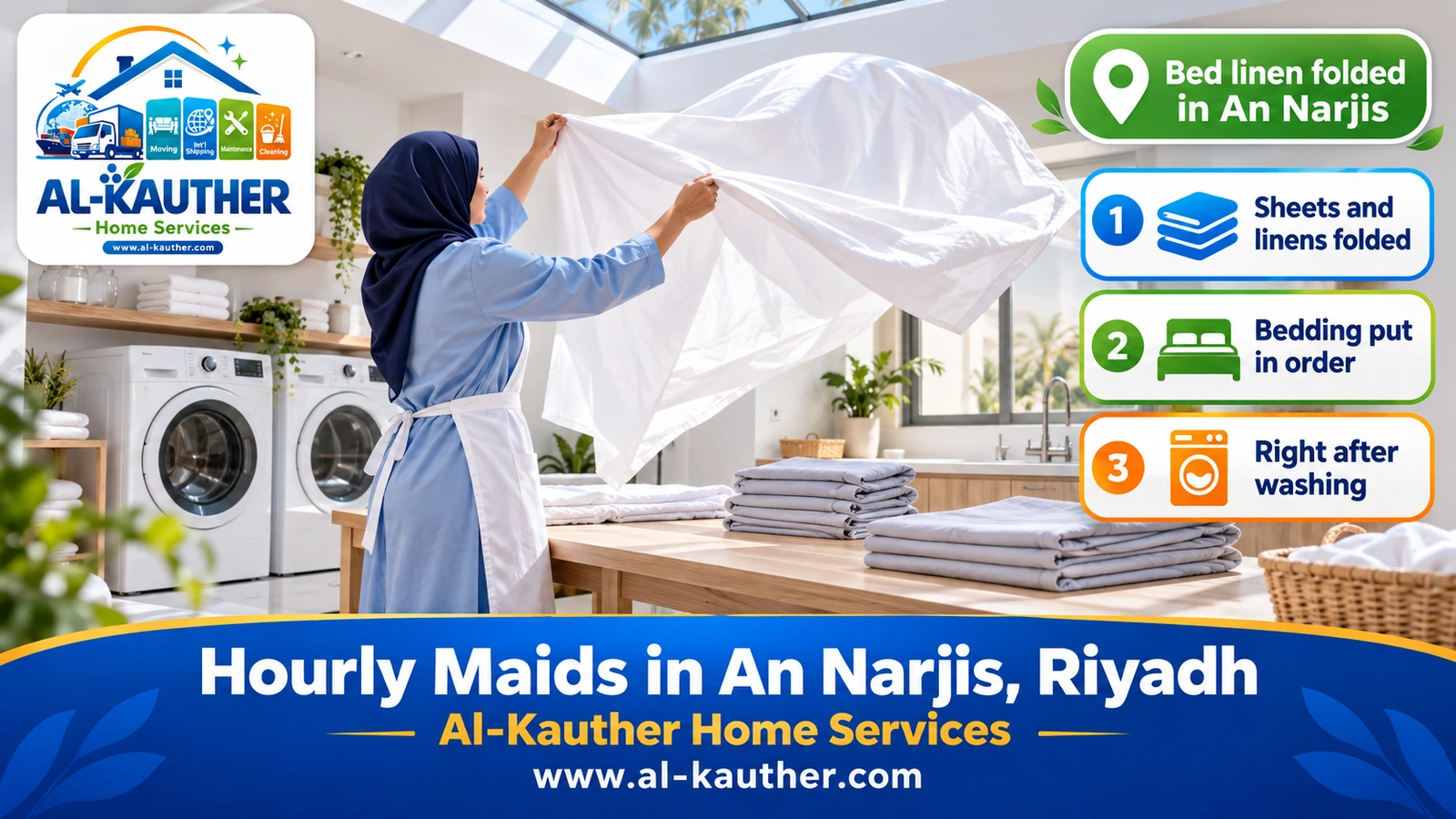 Bed linen folded in An Narjis