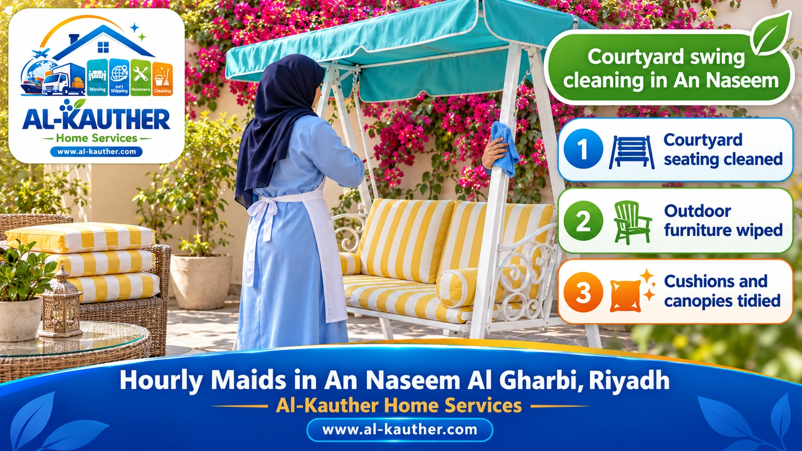 Courtyard swing cleaning in An Naseem