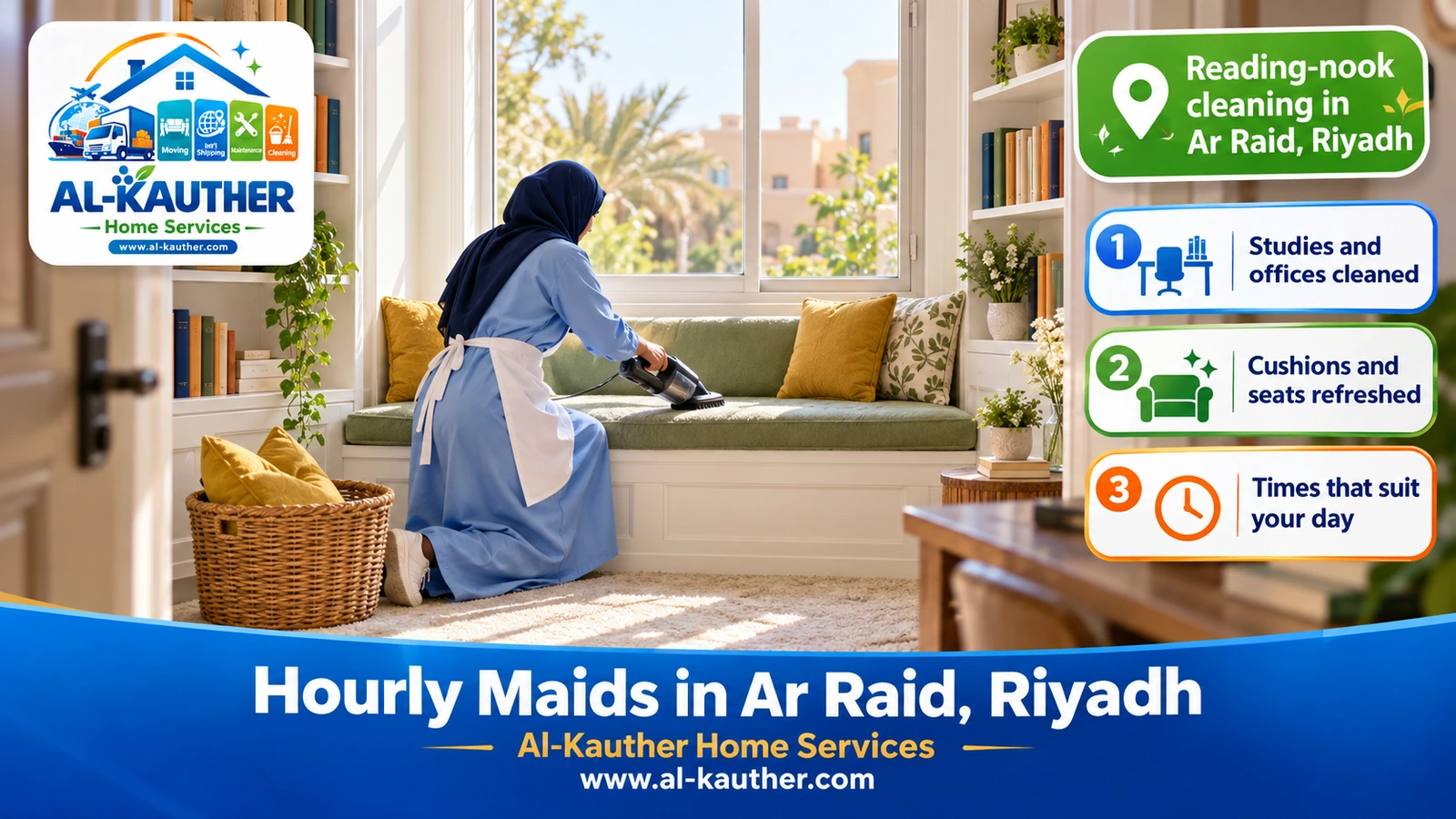 Reading-nook cleaning in Ar Raid, Riyadh