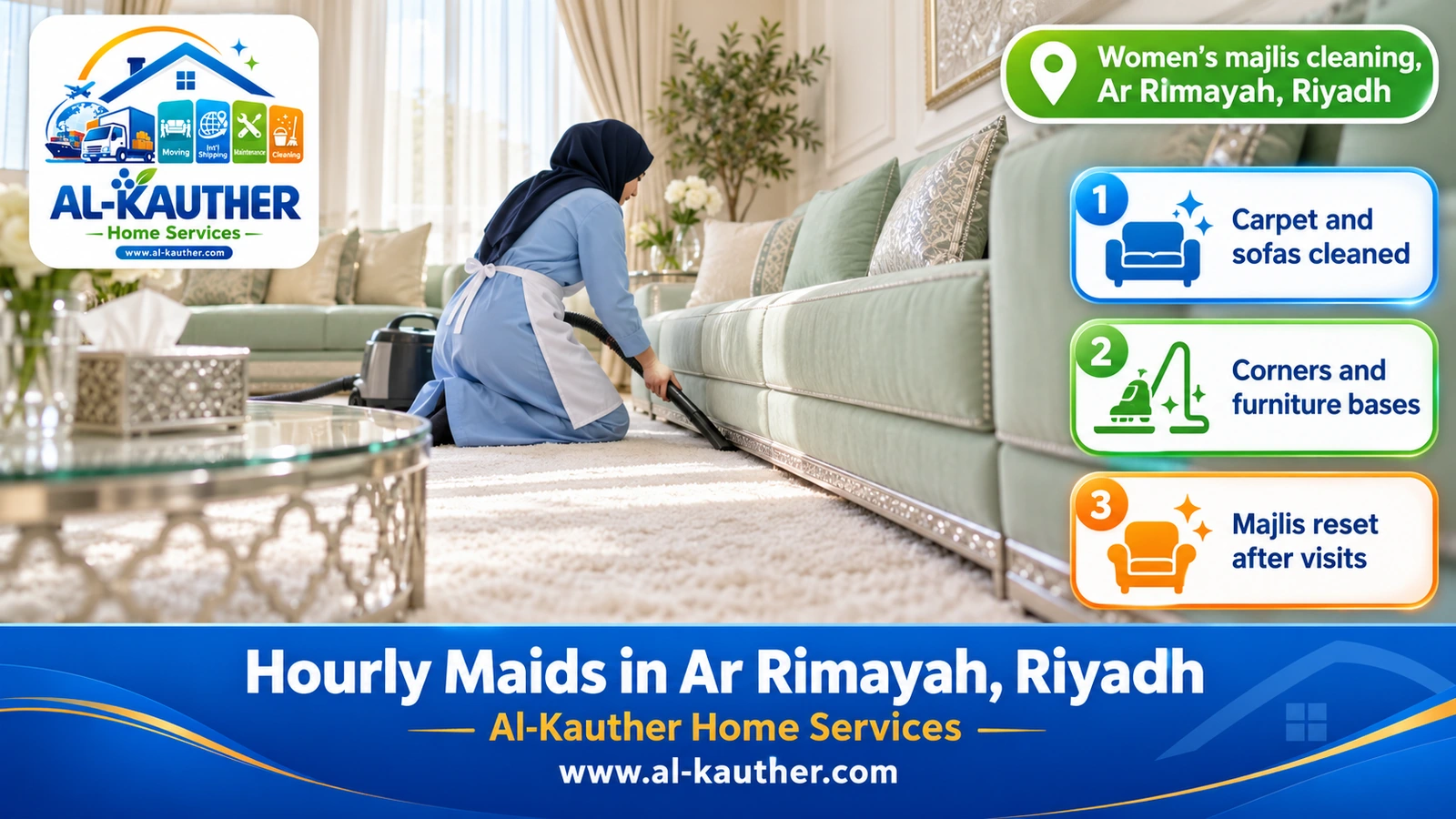 Women’s majlis cleaning, Ar Rimayah, Riyadh