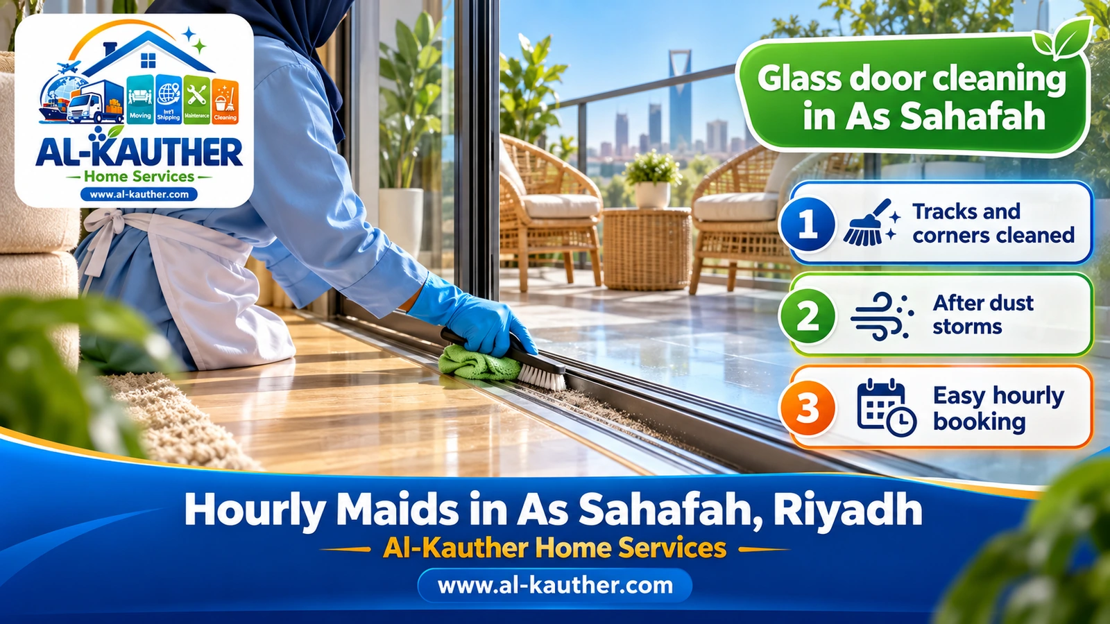 Glass door cleaning in As Sahafah