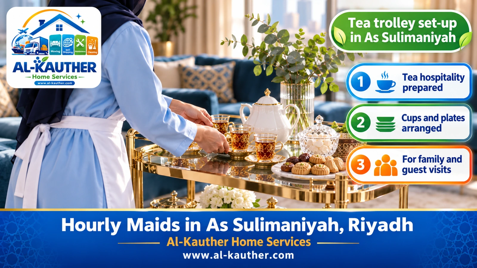 Tea trolley set-up in As Sulimaniyah